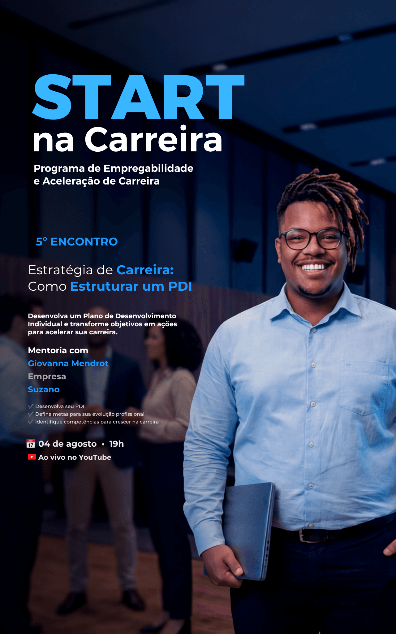 Banner do evento 5º ENCONTRO | START NA CARREIRA | ESTRATÉGIA DE CARREIRA: COMO ESTRUTURAR UM PDI